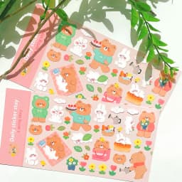 Korean Import Original BONITO Kawaii Rabbit Bear Spring Date Paper Stickers Scrapbooking Diy Journal Stationery Sticker Gift