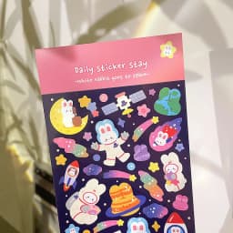 Korean Import Original BONITO Kawaii Rabbit Travel In Space Paper Stickers Scrapbooking Diy Journal Stationery Sticker Gift