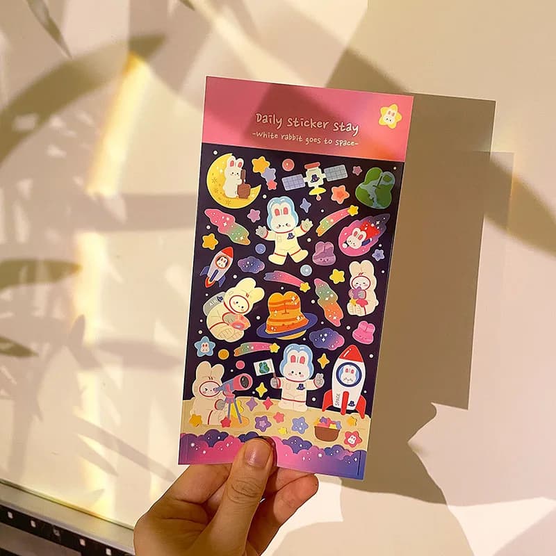 Korean Import Original BONITO Kawaii Rabbit Travel In Space Paper Stickers Scrapbooking Diy Journal Stationery Sticker Gift
