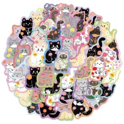 50PCS Flower and Cat Cute Graffiti Stickers DIY Luggage Notebook Speaker Water Cup Waterproof Stickers