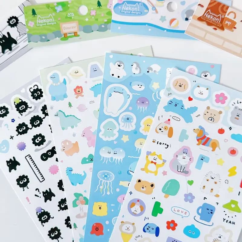 Korean Import NEKONI Double-layer Cute Animals Creative Stickers Scrapbooking Diy Journaling Diary Decor Stationery Sticker