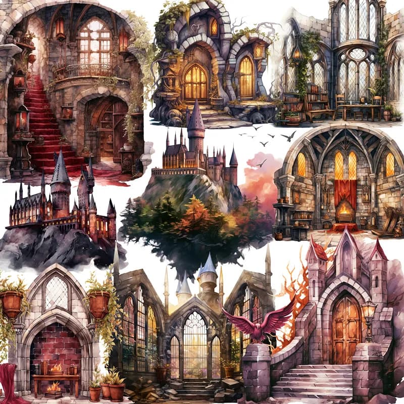 20Pcs/Pack Vintage Castle Sticker DIY Craft Scrapbooking Album Junk Journal Decorative Stickers
