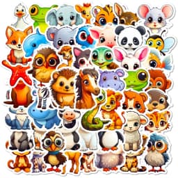 10/30/50PCS Cute Big Eye Animal PVC Sticker Aesthetic Color Decoration Scrapbooking Sketchbook Korean Stationery School Supplies