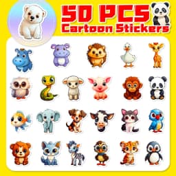 10/30/50PCS Cute Big Eye Animal PVC Sticker Aesthetic Color Decoration Scrapbooking Sketchbook Korean Stationery School Supplies