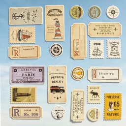 Japan Vintage Stamp Stickers Retro Stamps Custom Label Handmade Sticker for Midori Travelers Notebook Diary Stationery Stickers
