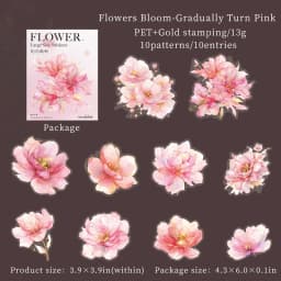 JIANWU Translucen Flowers Series Vintage Flower Bronzing Material Collage PET Sticker Creative DIY Journal Stationery