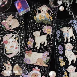 3 Sheets/pack PET Stickers Pick Up Fun In The Wild Rabbit Whale Green Plants Handbook Decorative Stickers