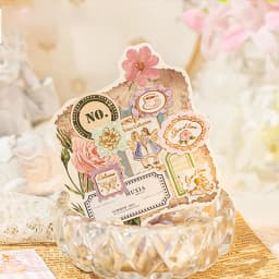 Mr.Paper 3 Packs Stamp Story Series Light Retro Gold Foil Embossed Stickers DIY Journal Scrapbook Collage Decor Craft Supplies