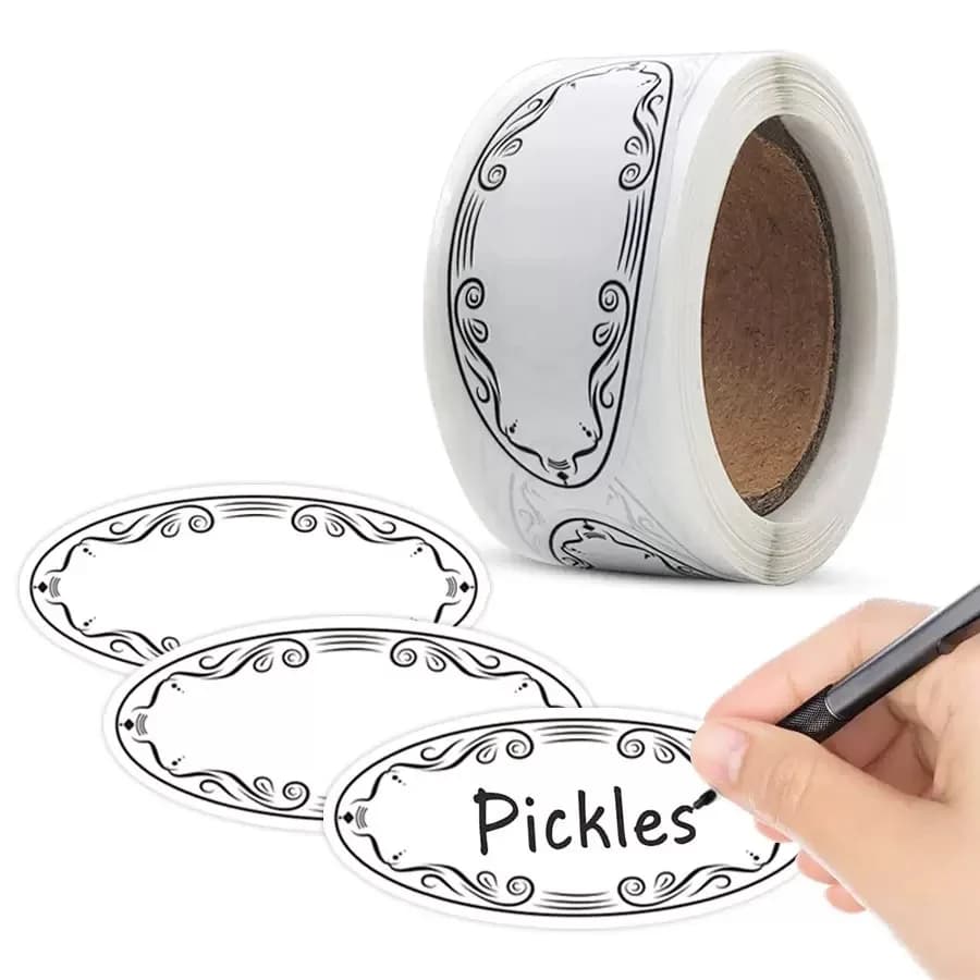 150Pcs Oval Canning Labels Blank stickers for Food Containers Jars Kitchen Restaurant Storage Organization,Can write,1" x 2.25"
