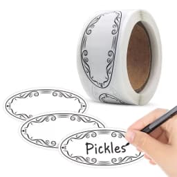 150Pcs Oval Canning Labels Blank stickers for Food Containers Jars Kitchen Restaurant Storage Organization,Can write,1" x 2.25"