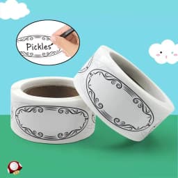 150Pcs Oval Canning Labels Blank stickers for Food Containers Jars Kitchen Restaurant Storage Organization,Can write,1" x 2.25"