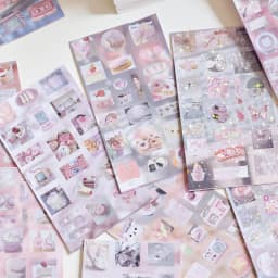 20sheets Vanilla Handletter Series Kawaii Flash Film Die Cutting Stickers Book DIY Diary Scrapbook Stationery Stickers