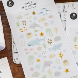 Korean Import Suatelier Sea World Fish Sticker Scrapbook Decor PVC Stationery DIY Stickers School Office Journaling Supply 1182