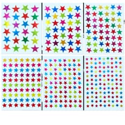 10sheets/Bag Color Star Sticker Stamping Five Pointed Star Sticker Student's Reward Sticker Teacher Praise Label 9.5*12.5CM