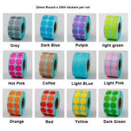 10mm 15mm Round Colours Thermal Paper Label Waterproof OIl Resistant Barcode Circle Sticker