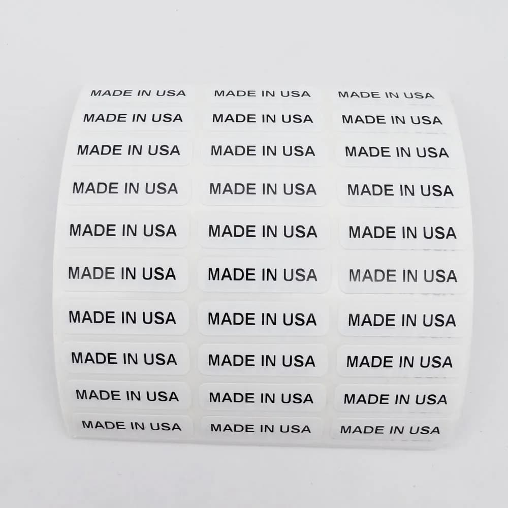 300PCS 30x8mm White Label with Black Print MADE IN USA Country of Origin Stickers