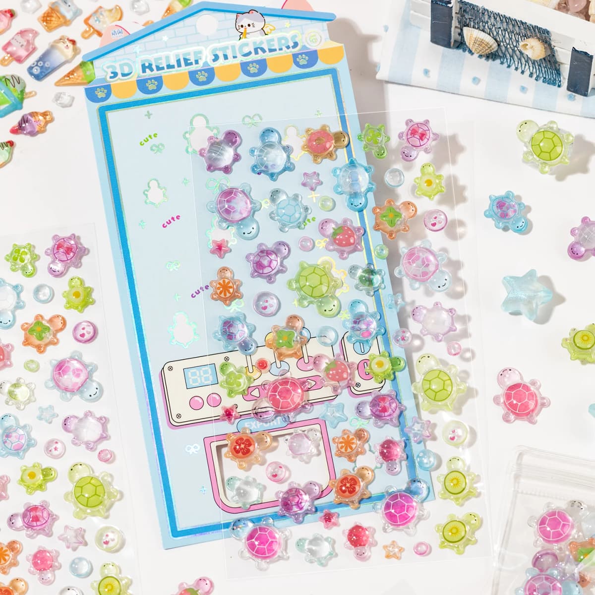 1 PC Sweet Candy Party Kawaii 3D Relief Dropping Adhesive Stickers Creative Decoration DIY Handmade Cute Stationery Stickers