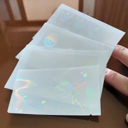 100pcs 84x52mm Transparent Hologram Card Sticker Waterproof Tear Resistant Clear Plastic Laser Holographic Impossible to Copy