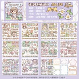 12pcs Washi Stickers Cartoon Kawaii Stickers Telado Girl Handbook DIY Goo Card Decoration Material Cute Stickers Stationery