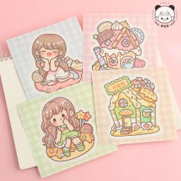 12pcs Washi Stickers Cartoon Kawaii Stickers Telado Girl Handbook DIY Goo Card Decoration Material Cute Stickers Stationery