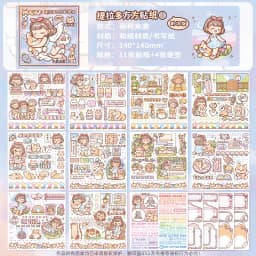 12pcs Washi Stickers Cartoon Kawaii Stickers Telado Girl Handbook DIY Goo Card Decoration Material Cute Stickers Stationery
