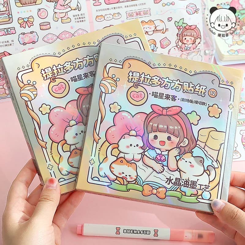 12pcs Washi Stickers Cartoon Kawaii Stickers Telado Girl Handbook DIY Goo Card Decoration Material Cute Stickers Stationery