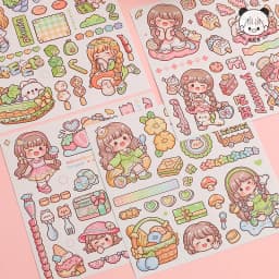 12pcs Washi Stickers Cartoon Kawaii Stickers Telado Girl Handbook DIY Goo Card Decoration Material Cute Stickers Stationery