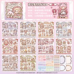 12pcs Washi Stickers Cartoon Kawaii Stickers Telado Girl Handbook DIY Goo Card Decoration Material Cute Stickers Stationery