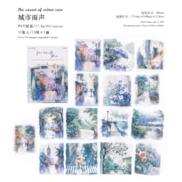 15pcs/pack City Color Series Street Landscape PET Stickers DIY Scrapbook Handbook Diary Album Material Retro Ins Decor Stickers