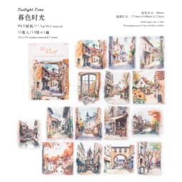15pcs/pack City Color Series Street Landscape PET Stickers DIY Scrapbook Handbook Diary Album Material Retro Ins Decor Stickers