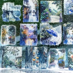 15pcs/pack City Color Series Street Landscape PET Stickers DIY Scrapbook Handbook Diary Album Material Retro Ins Decor Stickers