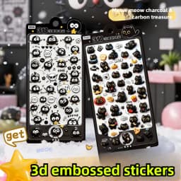 1/2 Sheets Black Cat Relief 3D Fun Sticker - Phone Diary Scrapbook Decorative Sticker