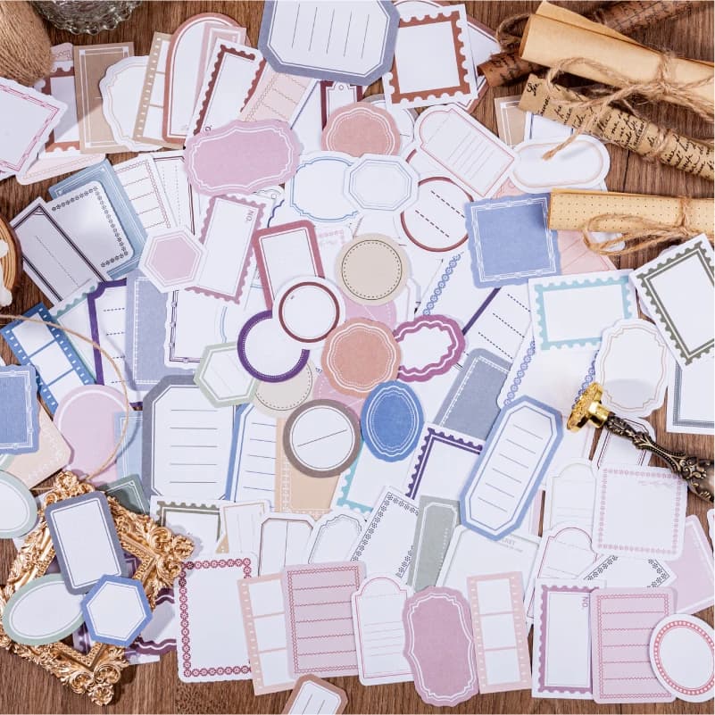 30pcs Minimalist frame label Stickers Art Collage Junk Journal DIY Scrapbooking Supplies Craft Aesthetics Stickers Marking