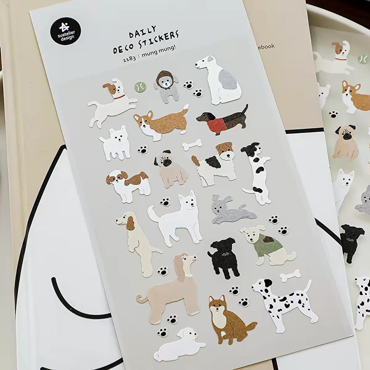 Korean Import Suatelier Happy Dogs Mung Family Stickers Scrapbooking Diy Diary Stationery Sticker Cute Decor School Sticker 1183