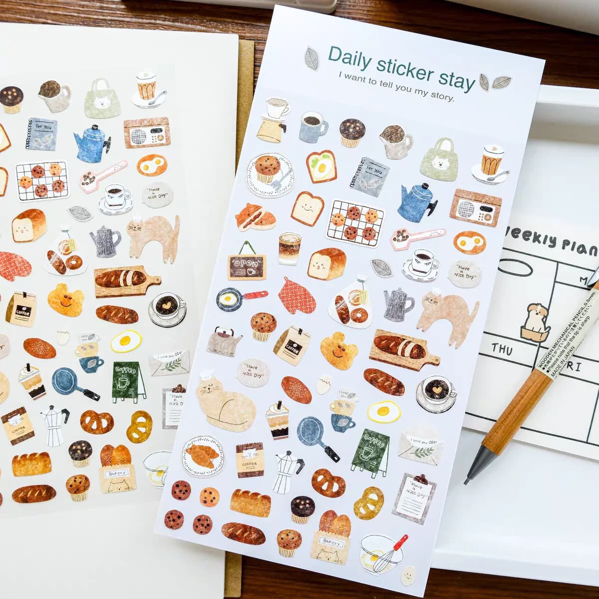Korean BONITO Nature Life Bread House Coffee Paper Stickers Scrapbooking Diy Journal Diary Cute Stationery School Sticker Gift