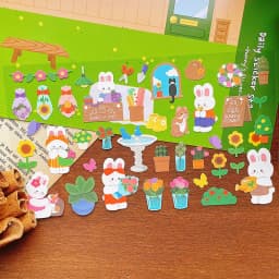 Korean Import Original BONITO Kawaii Bunny's Flowers Paper Stickers Scrapbooking Diy Journal Stationery Sticker Gift