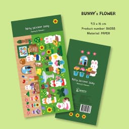 Korean Import Original BONITO Kawaii Bunny's Flowers Paper Stickers Scrapbooking Diy Journal Stationery Sticker Gift