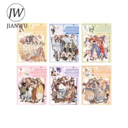 JIANWU Old Time Paper Series Vintage Girl Character Landscape Material Collage PET Sticker Creative DIY Journal Stationery