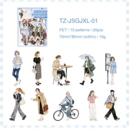 JIANWU Old Time Paper Series Vintage Girl Character Landscape Material Collage PET Sticker Creative DIY Journal Stationery