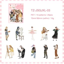 JIANWU Old Time Paper Series Vintage Girl Character Landscape Material Collage PET Sticker Creative DIY Journal Stationery
