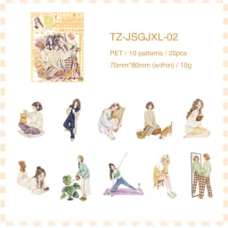 JIANWU Old Time Paper Series Vintage Girl Character Landscape Material Collage PET Sticker Creative DIY Journal Stationery