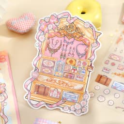JIAMEI Kawaii 3D Cartoon Miniature Scene Stickers Creative Rare Window Display Style Fun Stacking Scrapbook DIY Stickers