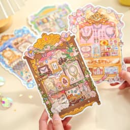 JIAMEI Kawaii 3D Cartoon Miniature Scene Stickers Creative Rare Window Display Style Fun Stacking Scrapbook DIY Stickers