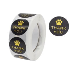 100-500pcs Cute Paw Thank You Stickers Seal Labels Bussiness Supplies 1 Inch Gold Foil Gift Packaging Stickers Stationery Decor