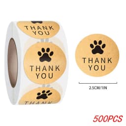 100-500pcs Cute Paw Thank You Stickers Seal Labels Bussiness Supplies 1 Inch Gold Foil Gift Packaging Stickers Stationery Decor