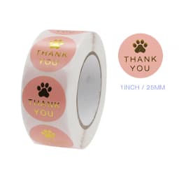100-500pcs Cute Paw Thank You Stickers Seal Labels Bussiness Supplies 1 Inch Gold Foil Gift Packaging Stickers Stationery Decor
