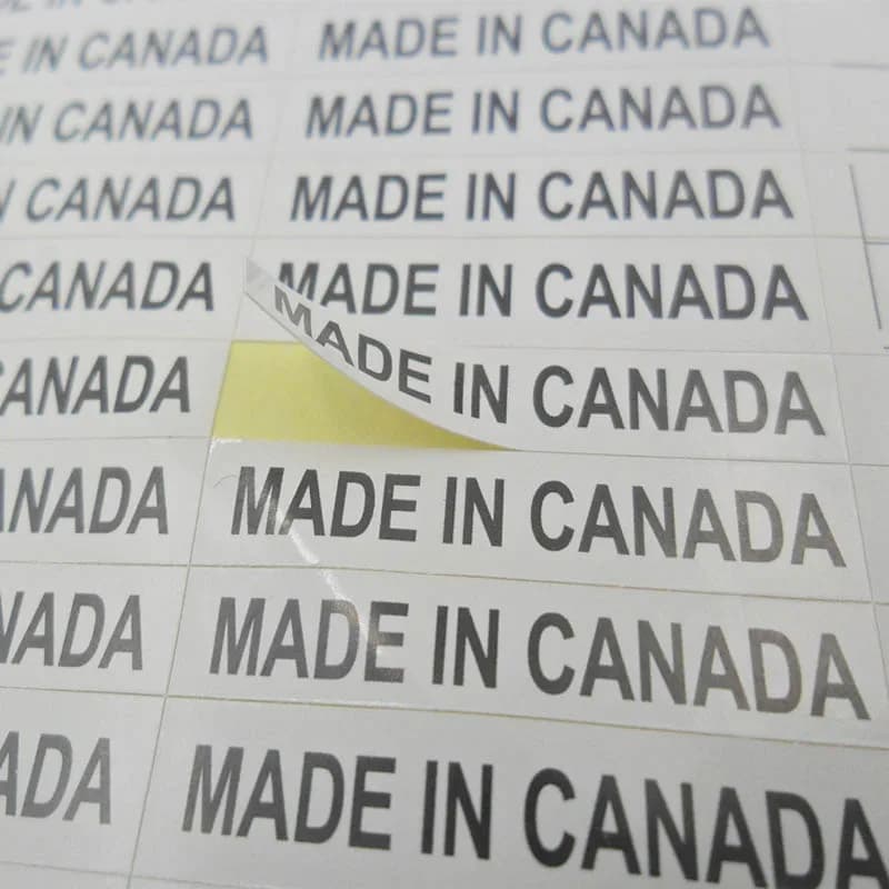 Country of Origin Sticker MADE IN CANADA 1000PCS 6X28mm White Label with Black Print