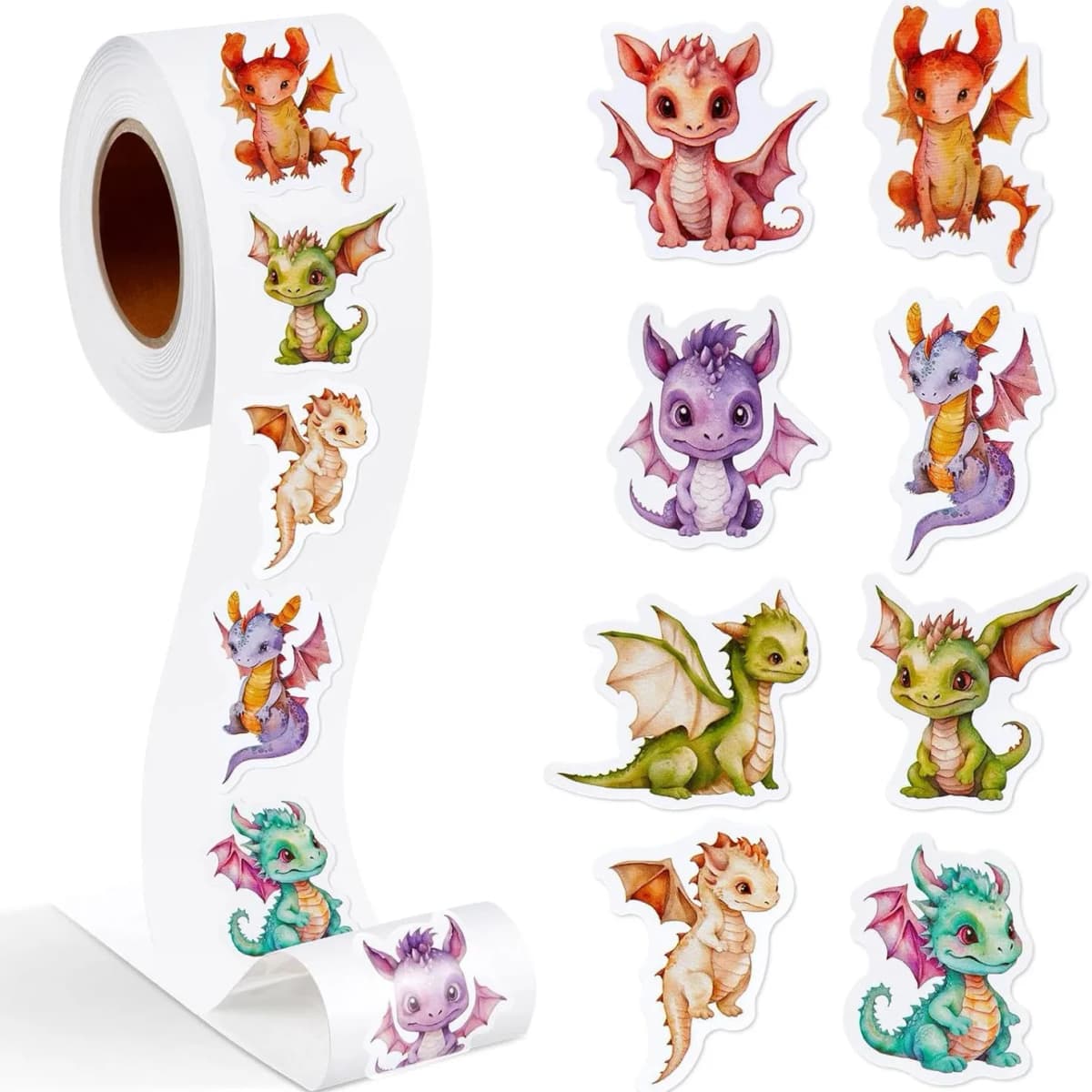 Dinosaur Rolls Small Stickers 500Pcs Cute Circle Teacher Supplies Stickers for Classroom 10 Designs Motivational Stickers,1 inch