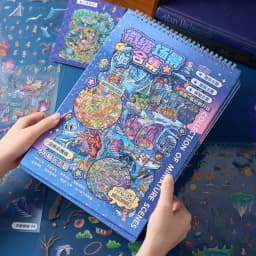 Plus Size 8in1 Kawaii 3D Cartoon Exotic Town Miniature Scene Stickers Book DIY Handmade Stacking Scrapbook Stickers