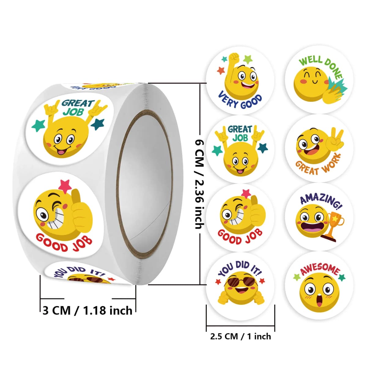 500Pcs Reward Stickers Motivational Stickers Roll for School Reward Students Teachers Cute Animals Stickers Labels